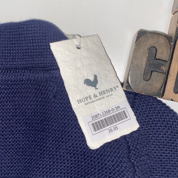 🆕HOPE & HENRY Infant Organic Navy Shawl Collar/Elbow Patches Cardigan Sweater - Picture 7 of 10